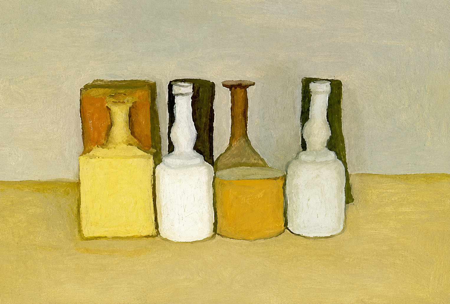 Still life of bottles by Giorgio Morandi